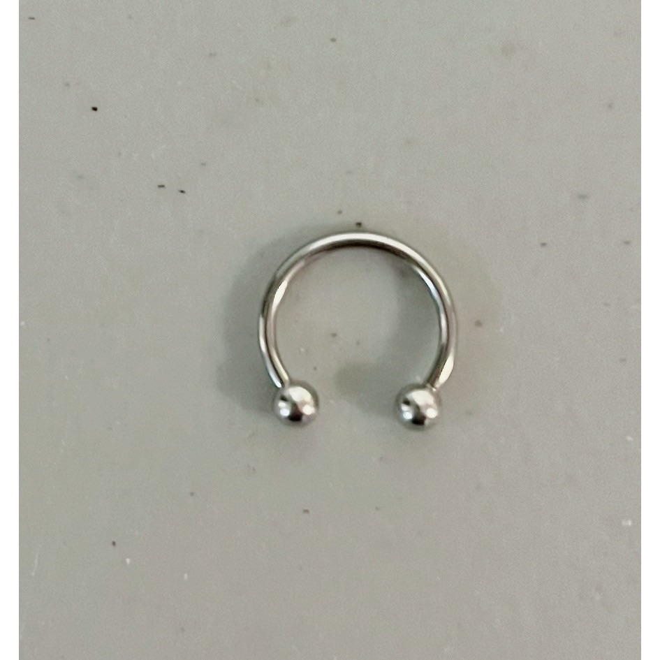 Silver Horseshoe Circular Balls Septum Tragus Helix Earring Ring Jewelry